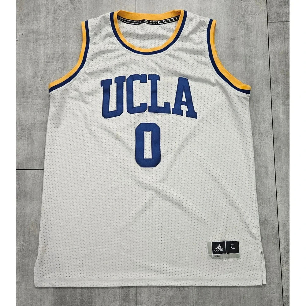 Adidas UCLA Russell Westbrook 0 Basketball Jersey Mens XL White Mesh Bruins